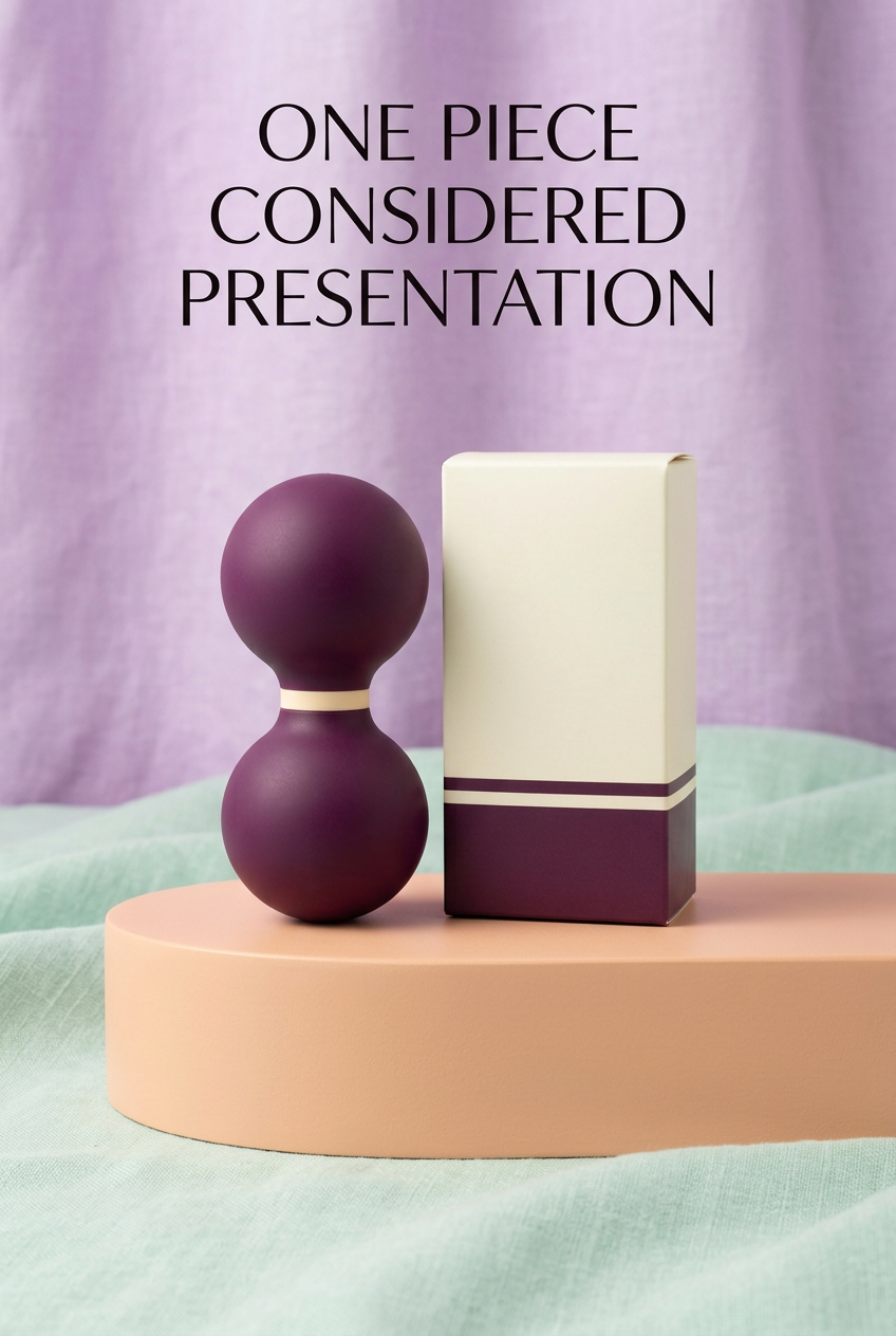 Deep Plum & Cream Peanut-Shaped Massage Ball — One Connected Double-Lobe Manual Massage Accessory with a Smooth Profile and Coordinated Logo-Free Carton