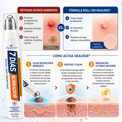 Recomendado por farmacéuticos 👑🍇 𝑯𝗲𝙖𝐥𝒓𝗶𝙯𝗲® Borrador de Manchas y Pecas de 7 Días 🪄 (Roller sin dolor, sin dejar marcas) 👩‍⚕️