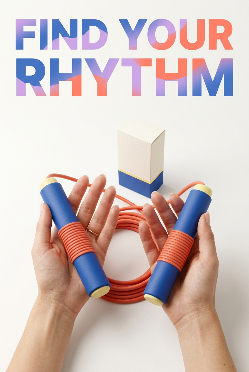 Find Your Rhythm: hands holding cobalt handles with coral grip bands