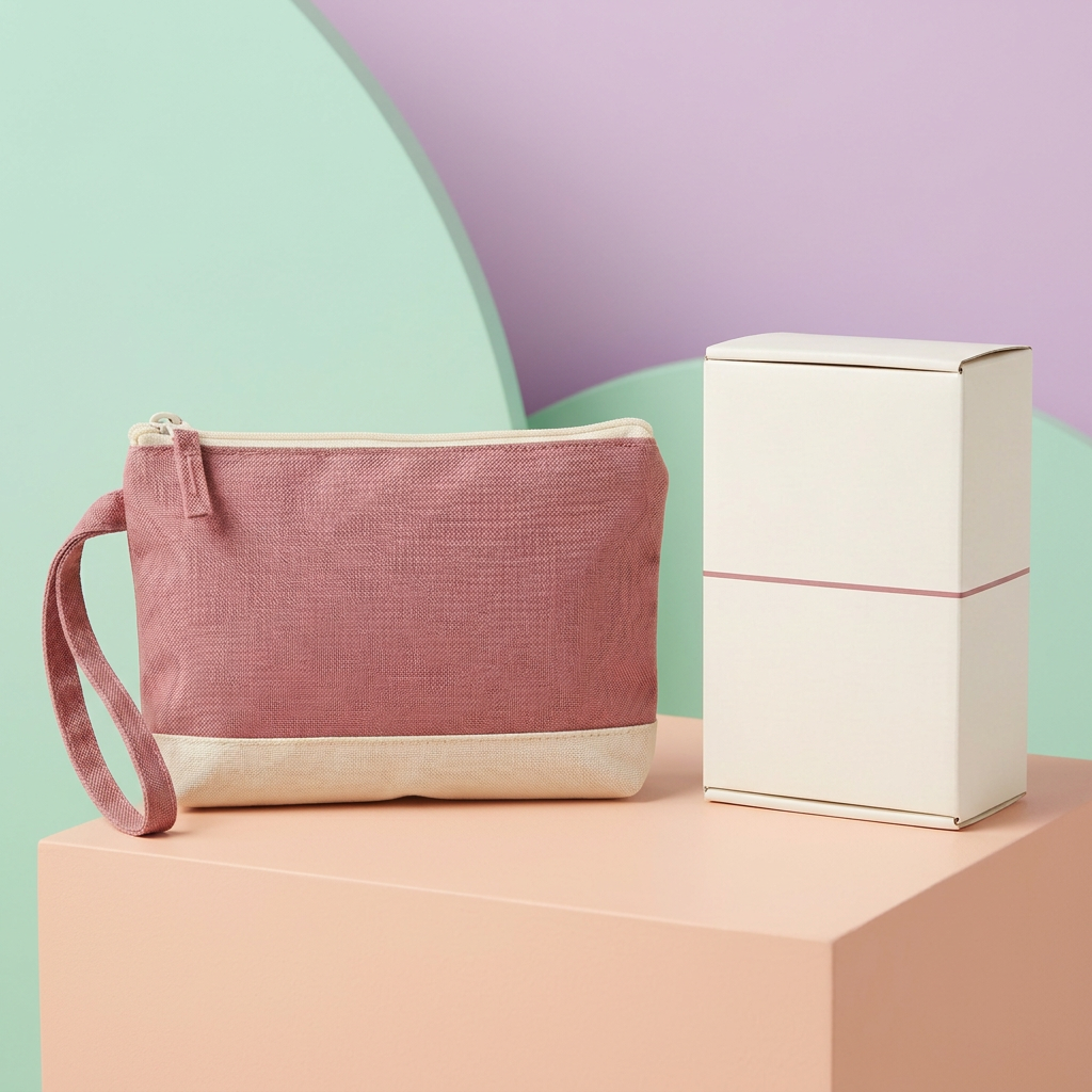 Dusty rose cream gym organizer on peach podium