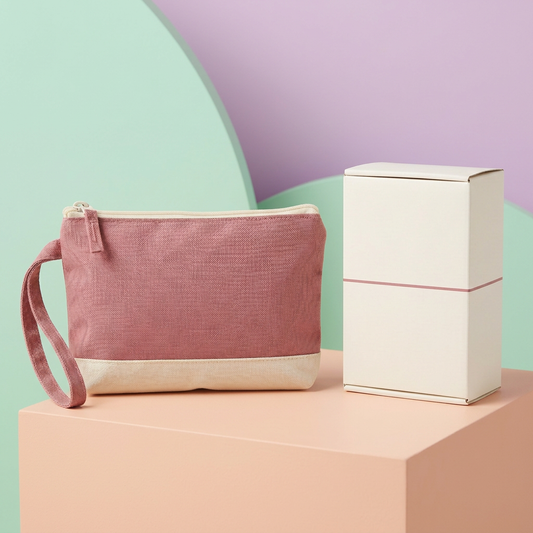 Dusty rose cream gym organizer on peach podium
