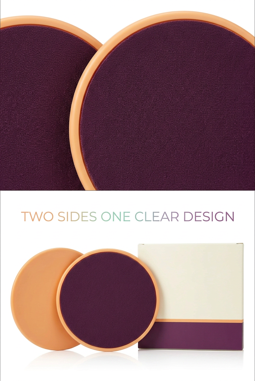 Two Sides One Clear Design: textile face and apricot rim detail on exercise sliders