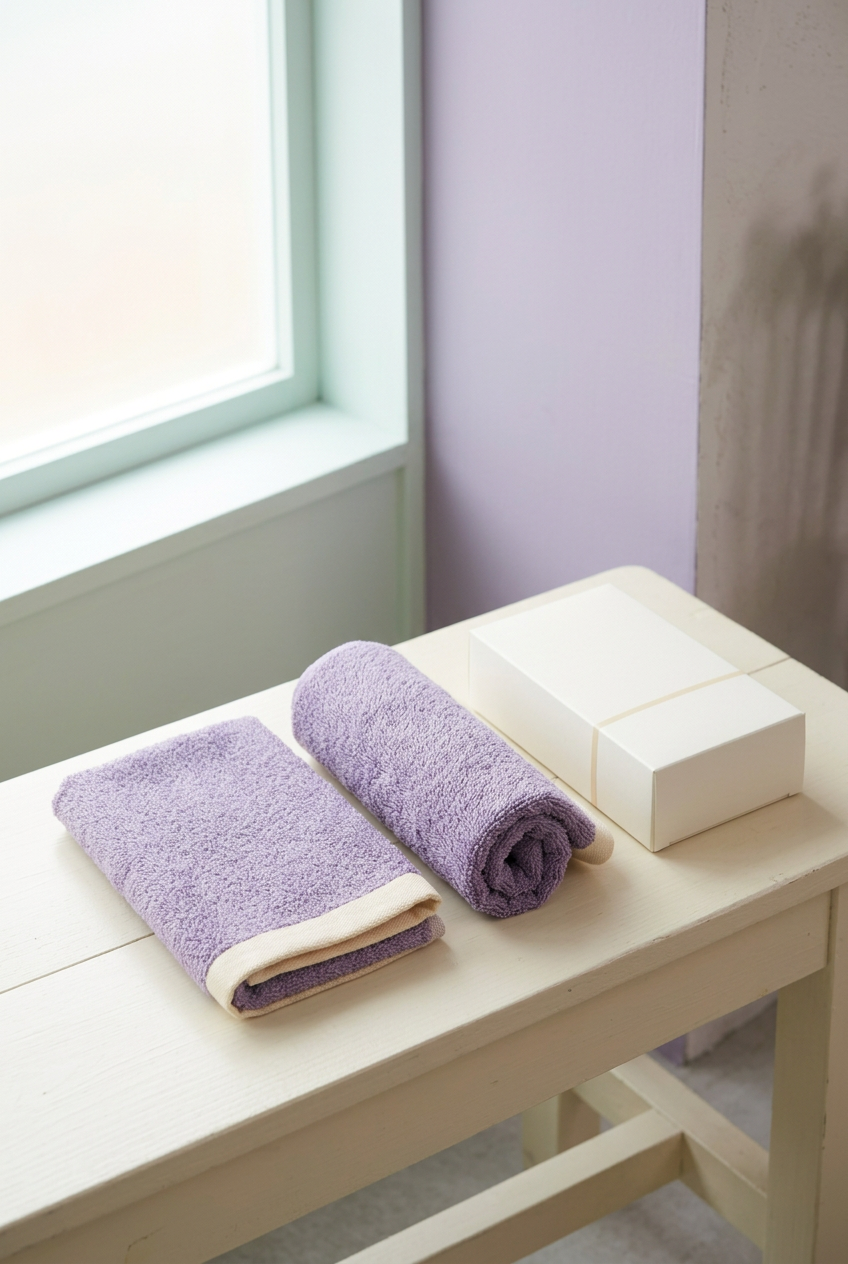 Lavender & Cream Sports Towel Duo – Matching Two-Piece Gym, Yoga and Everyday Workout Towel Set
